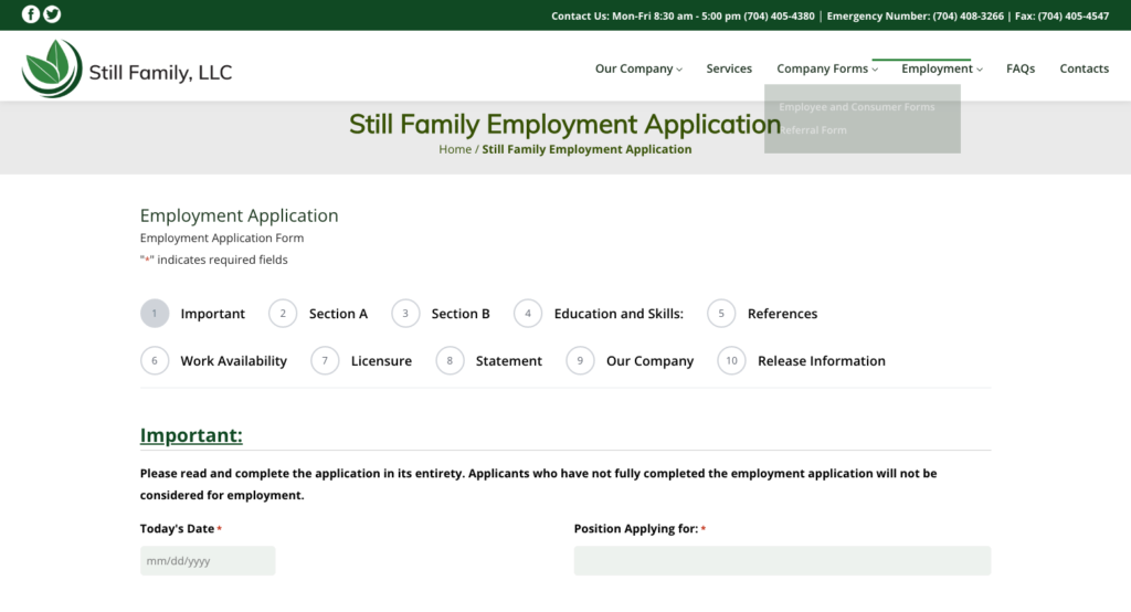Still Family LLC Employment Application